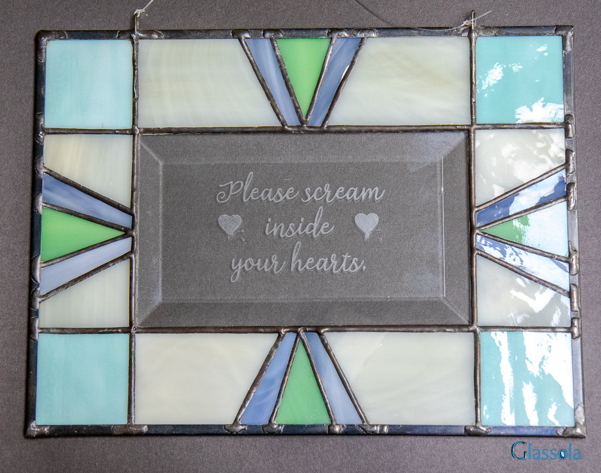 Art Deco Suncatcher with Engraved Quote