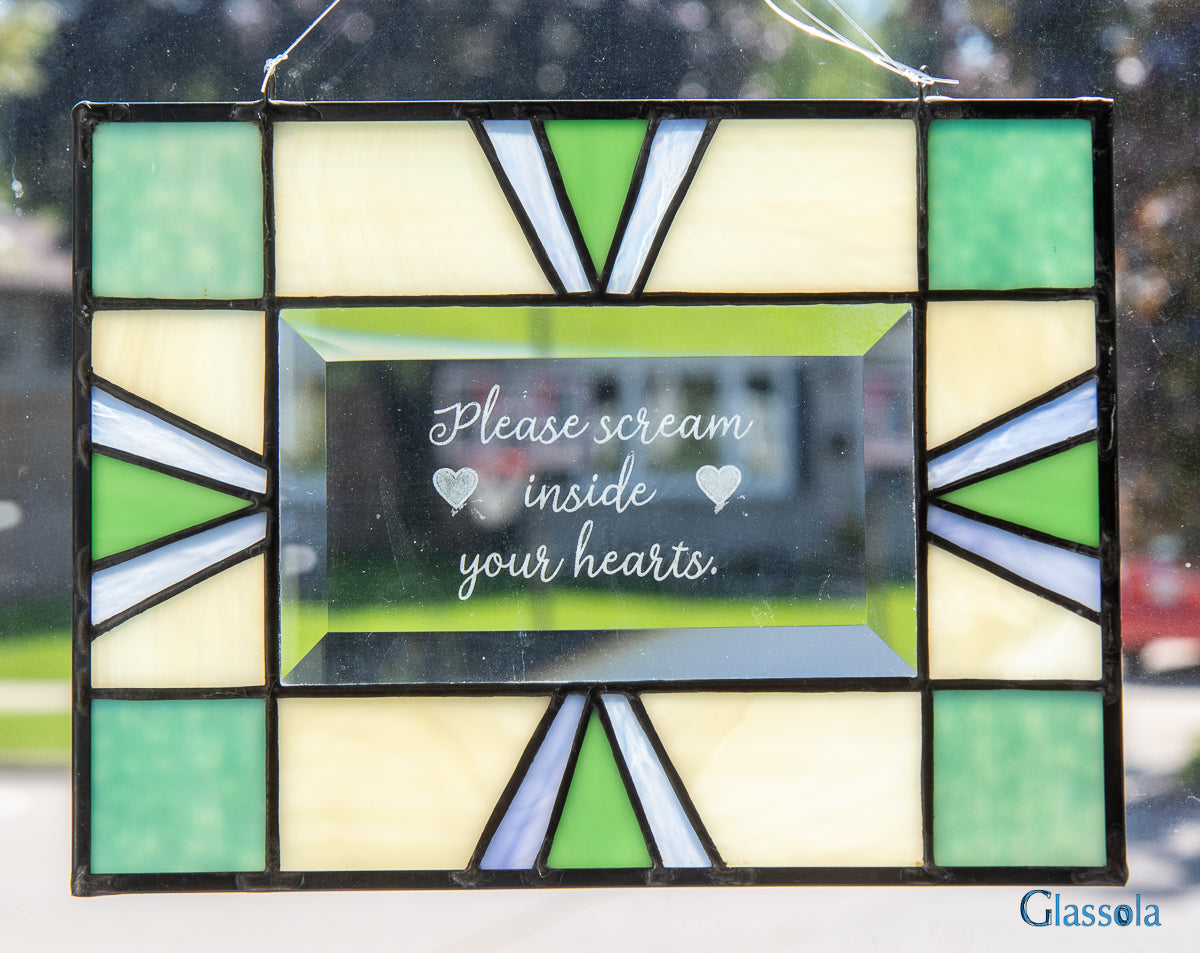 Art Deco Suncatcher with Engraved Quote