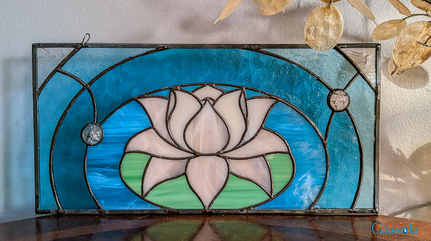 Stained Glass Waterlily Panel