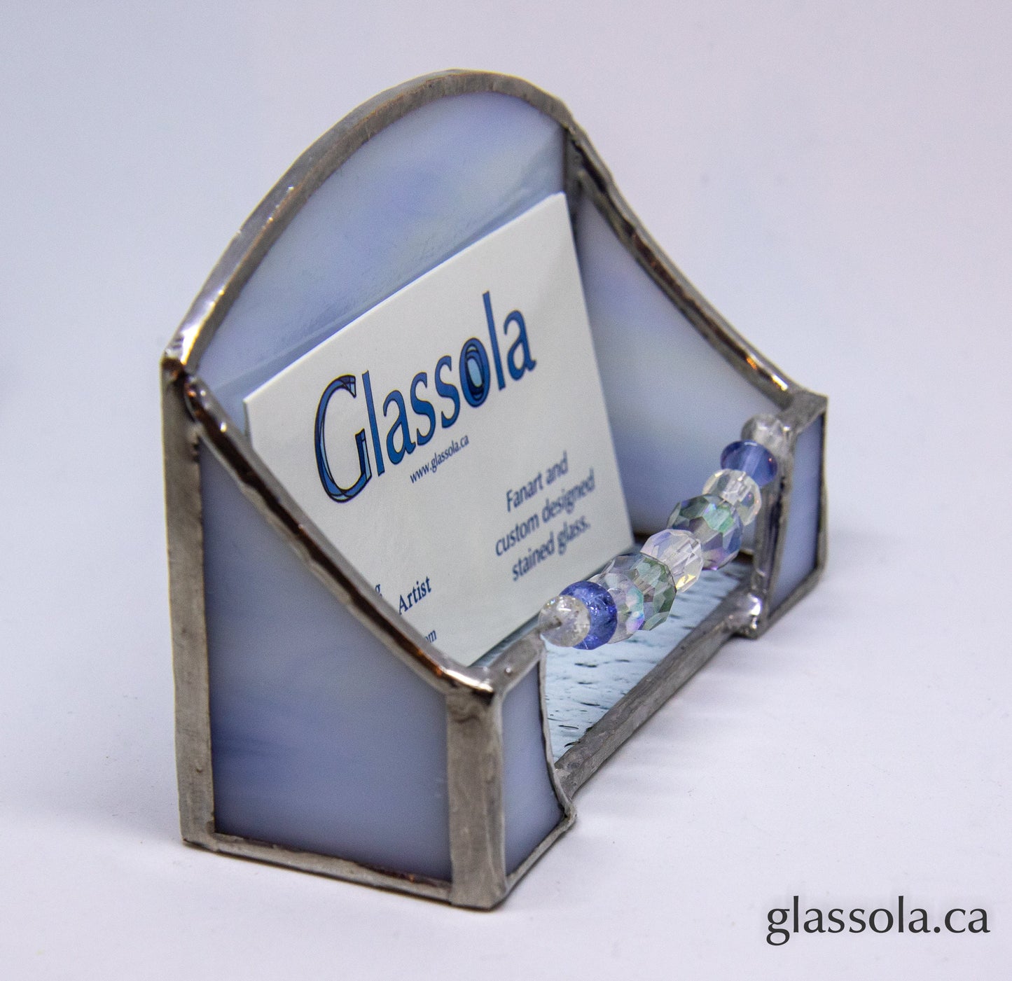 Blue Glass Business Card Holder
